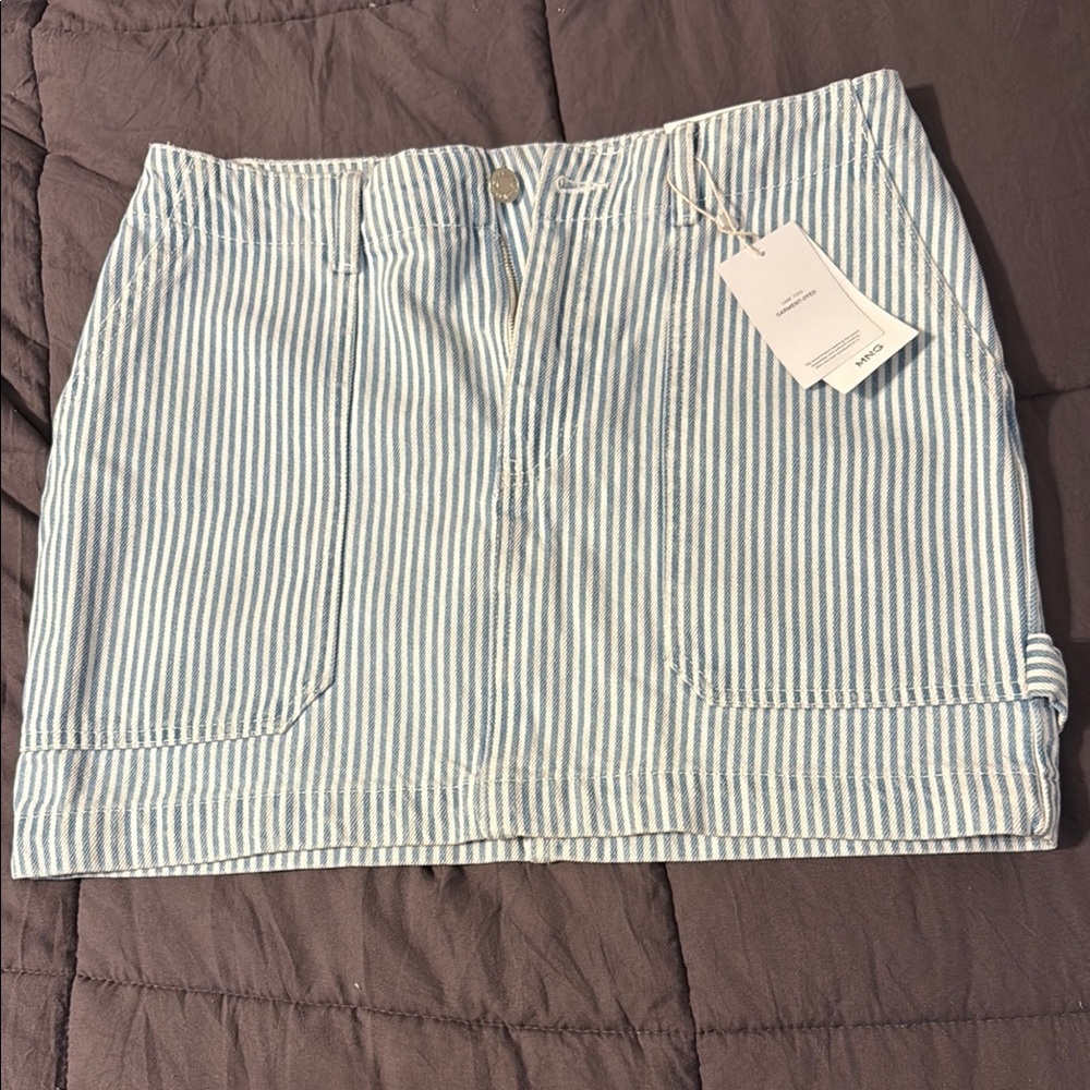 NWT Mango Striped mini cargo skirt